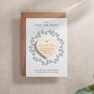 Simple Elegance Heart-Shaped Magnet Save the Date