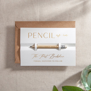 Simple Elegance Foiled 'Pencil Us In' Save the Date