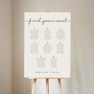 Minimal Script Wedding Seating Plan Sign