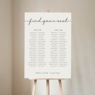 Minimal Script Wedding Banquet Table Plan Sign