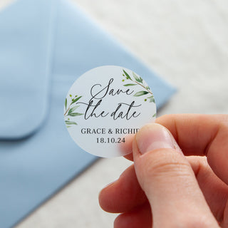 Olive Save the Date Printed Wedding Stickers