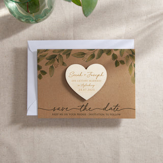 Green Eucalyptus Heart-Shaped Magnet Save the Date