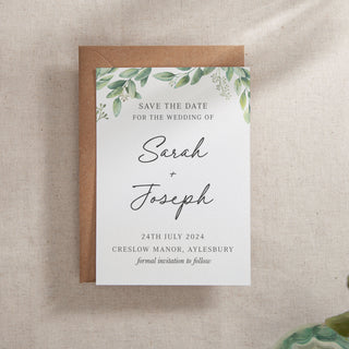 Green Eucalyptus Save the Date Card