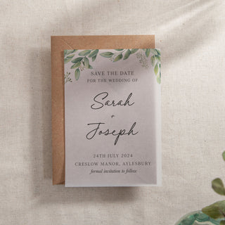 Green Eucalyptus Save the Date Card