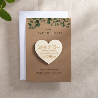 Blue Eucalyptus Heart-Shaped Magnet Save the Date