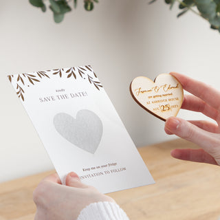 Foiled Leaves Heart-Shaped Magnet Save the Date