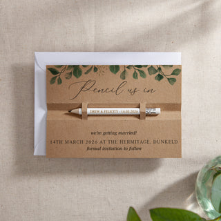 Blue Eucalyptus 'Pencil Us In' Save the Date