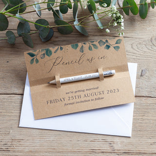 Blue Eucalyptus 'Pencil Us In' Save the Date