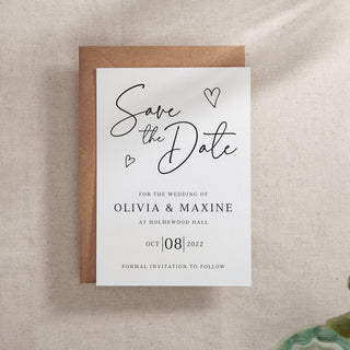 Scattered Hearts Portrait Save the Date Card