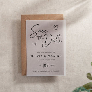 Scattered Hearts Portrait Save the Date Card