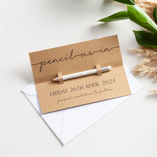 Minimal Script 'Pencil Us In' Save the Date