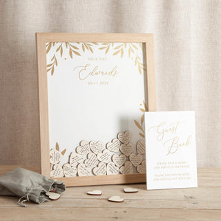 Foiled Leaves Wedding Drop Top Frame Guest Book