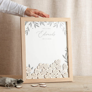 Foiled Leaves Wedding Drop Top Frame Guest Book