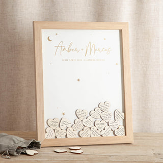 Moon & Stars Foiled Wedding Drop Top Frame Guest Book