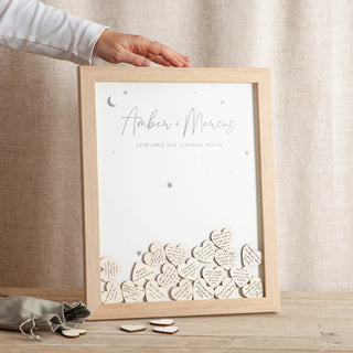 Moon & Stars Foiled Wedding Drop Top Frame Guest Book