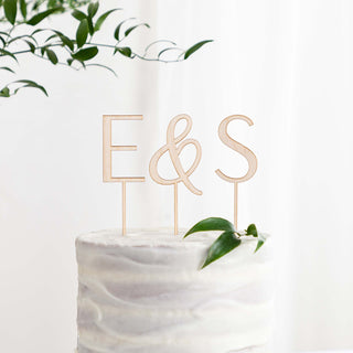 Wooden Couples Initials Cake Topper Set