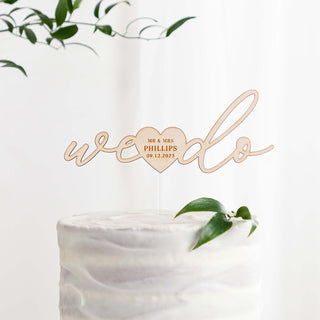 Wooden 'We Do' Wedding Cake Topper