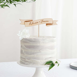 Personalised Wooden Banner Wedding Cake Topper