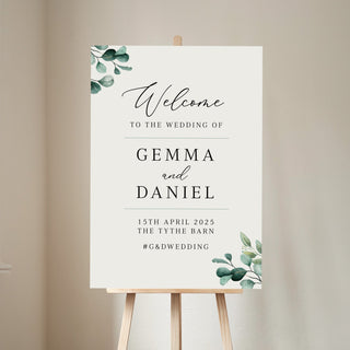 Blue Eucalyptus Personalised Wedding Welcome Sign