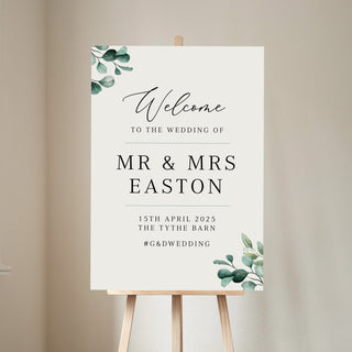 Blue Eucalyptus Personalised Wedding Welcome Sign