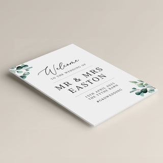 Blue Eucalyptus Personalised Wedding Welcome Sign