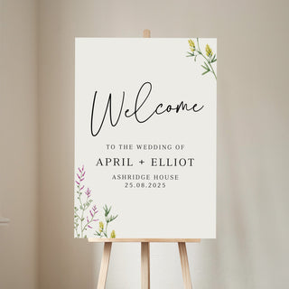 Wildflowers Personalised Wedding Welcome Sign