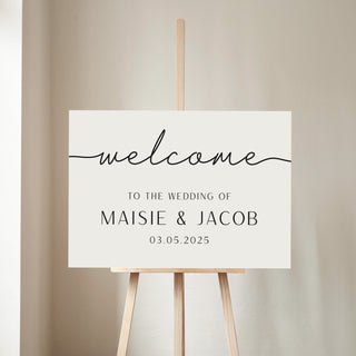 Minimal Script Personalised Wedding Welcome Sign