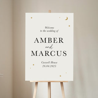 Moon & Stars Personalised Wedding Welcome Sign