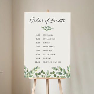 Green Eucalyptus Order of Events Wedding Sign