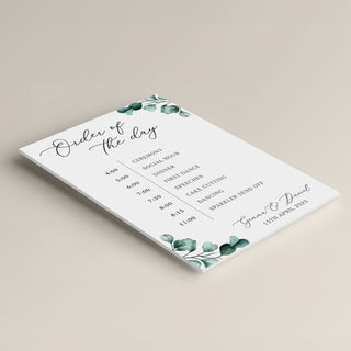 Blue Eucalyptus Order of the Day Wedding Sign