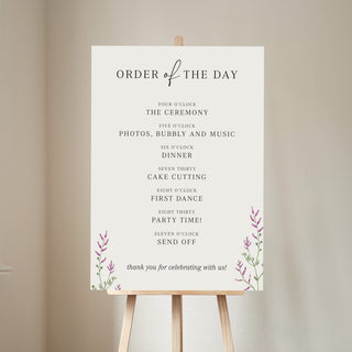 Wildflowers Order of the Day Wedding Sign