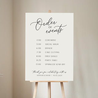 Simple Elegance Order of Events Wedding Sign