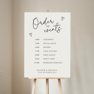 Scattered Hearts Order of Events Wedding Sign