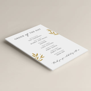 Printed Leaves Order of the Day Wedding Sign