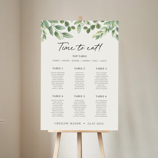 Green Eucalyptus Wedding Seating Plan Sign