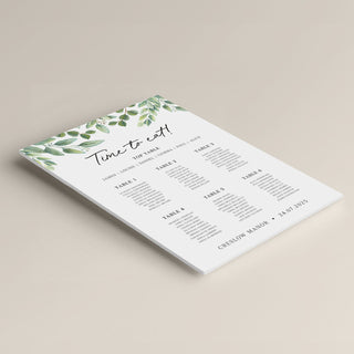 Green Eucalyptus Wedding Seating Plan Sign