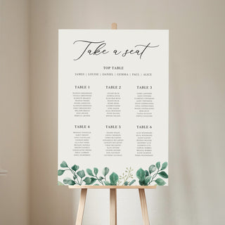 Blue Eucalyptus Wedding Seating Plan Sign