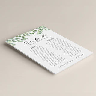 Green Eucalyptus Wedding Banquet Table Plan Sign