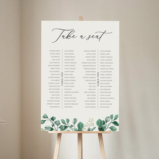 Blue Eucalyptus Wedding Banquet Table Plan Sign