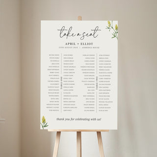 Wildflowers Wedding Banquet Table Plan Sign