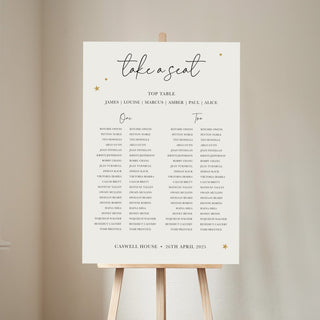 Moon & Stars Wedding Banquet Table Plan Sign