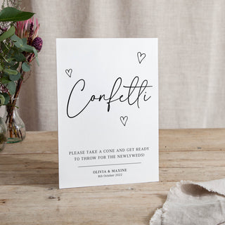 Scattered Hearts - Small Wedding Signs - General - Printed