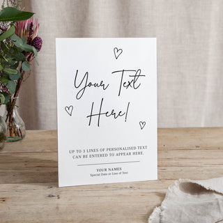 Scattered Hearts - Small Wedding Signs - Custom - Printed