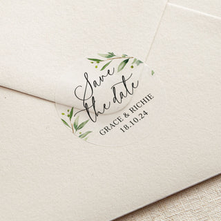 Olive Save the Date Printed Wedding Stickers