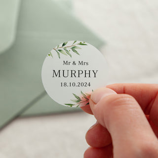 Olive Custom Text Printed Wedding Stickers