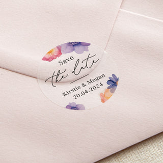 Pressed Floral Save the Date Printed Wedding Stickers