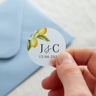 Sicily Initials & Date Printed Wedding Stickers