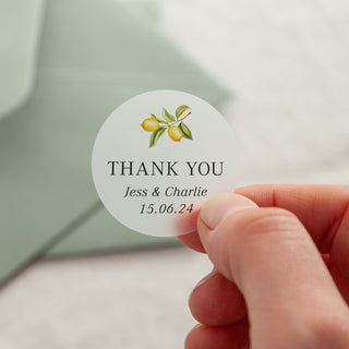 Sicily Thank You Printed Wedding Stickers