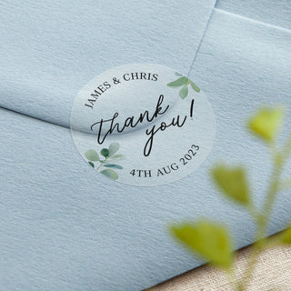 Watercolour Eucalyptus Thank You Printed Wedding Stickers