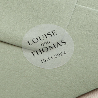 Watercolour Leaves Names & Date Printed Wedding Stickers